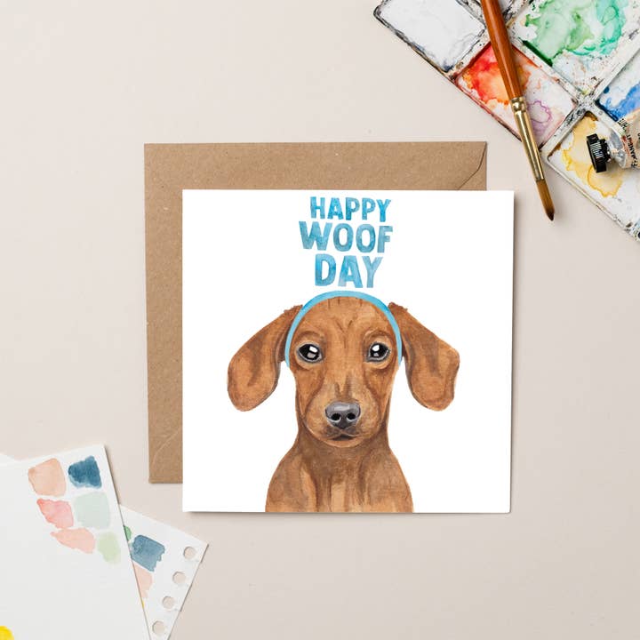 Carte de teckel Woofday pour la vente par lil wabbit