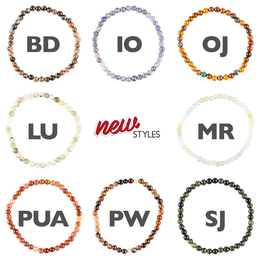 Benjamin International - Wholesale Beaded Bracelet - 4mm Crystal Gemstone Bracelets4