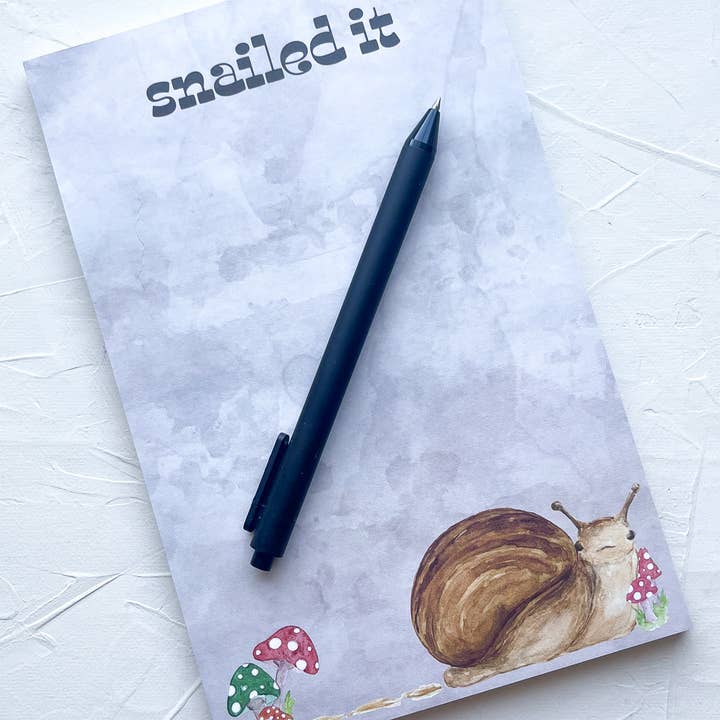 Snailed It- Hand Painted Watercolor, Neutral, Simple Notepad for wholesale by mad paperie