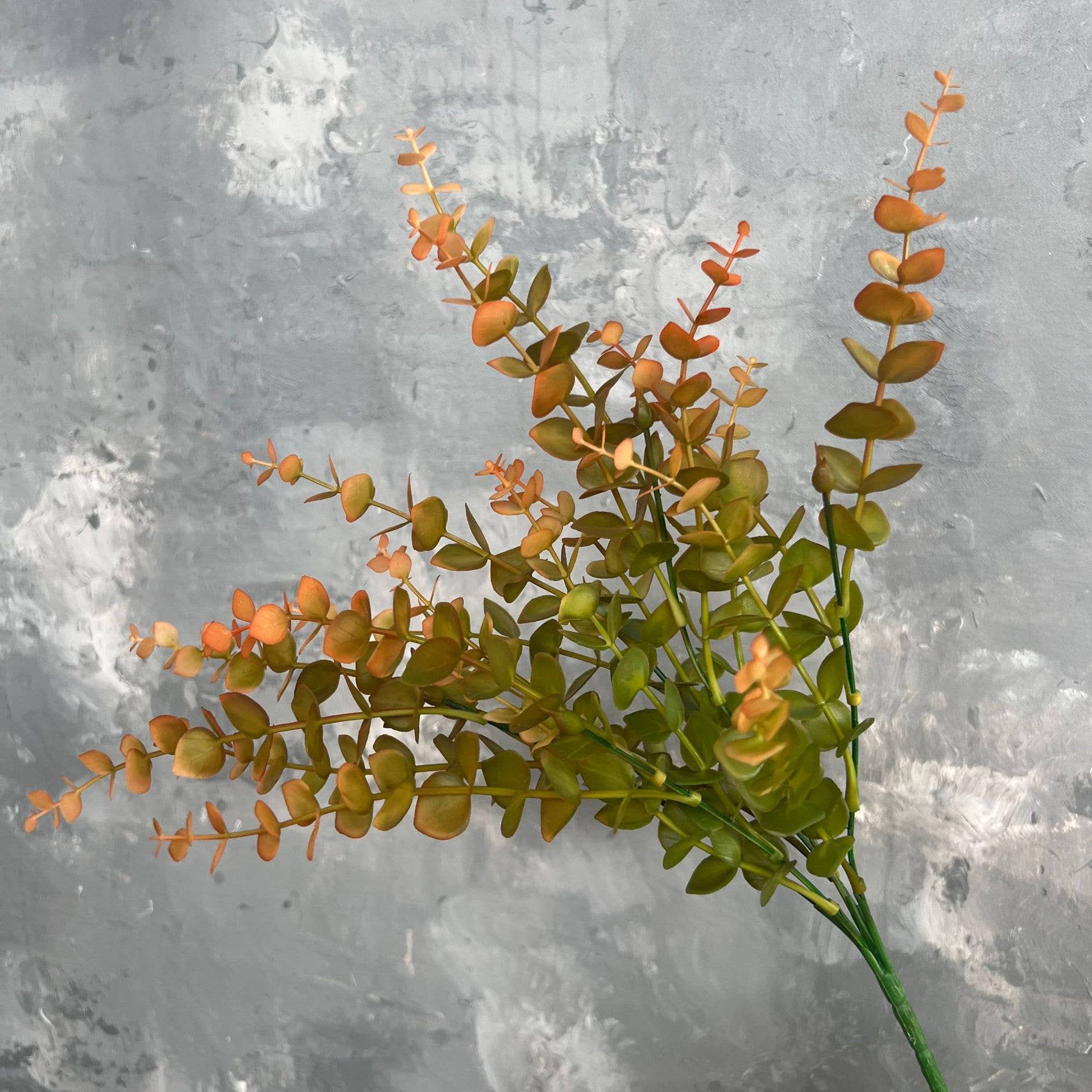 Sweet Home Deco - Wholesale Artificial Plant - 13''T Faux Eucalyptus Greenery Bunch, Autumn Orange Green0