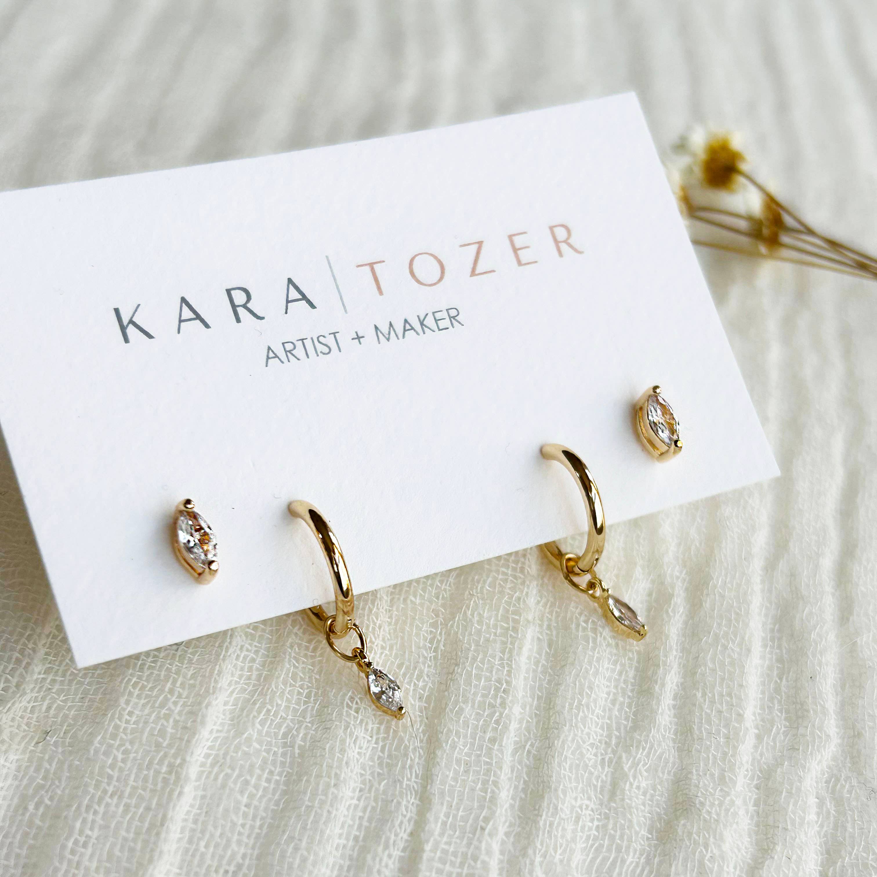 KARA | TOZER - Wholesale Hoop Earrings - Marquise Hoop Stacking Set #41