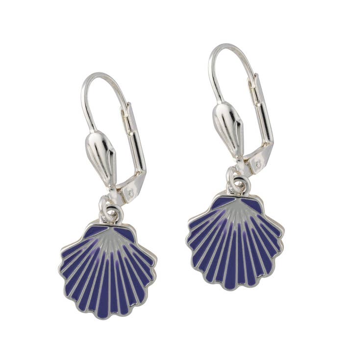 seaside lavendar shell leverback drop earrings for wholesale by The Beach and Back