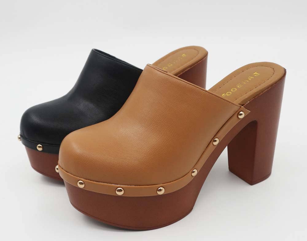 Mars Sky Shoes Wholesale - Vente Chaussures à plateforme – femme - Bamboo WOODLAND-19 Femmes Sabots à talons épais et plateforme Slipon-12 paires par pack-23,45/paire2