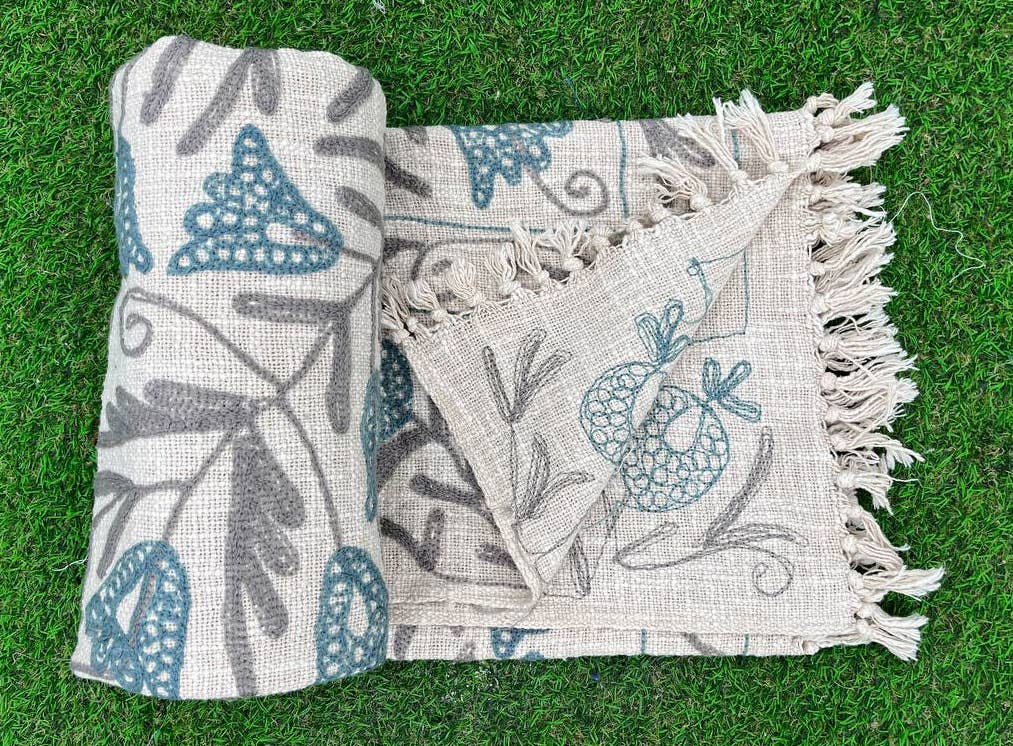 Bhawana Handicrafts - Vente Courtepointe - Couverture de pique-nique, couvre-lit brodé, couette de maison en coton Suzani5