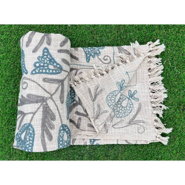 Bhawana Handicrafts - Vente Courtepointe - Couverture de pique-nique, couvre-lit brodé, couette de maison en coton Suzani5