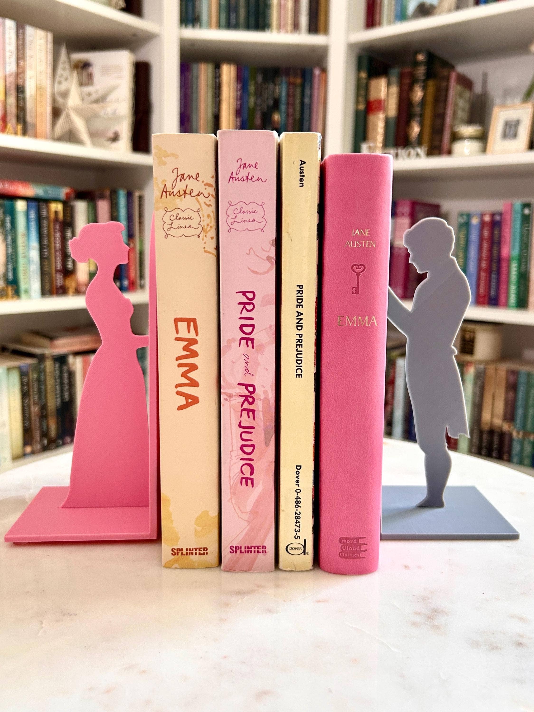 Modern Home Decorations - Wholesale Bookend - Pride and Prejudice Bookends | Literary Decor | Book Lover Gift | Regency Style Bookends | Elizabeth and Darcy Silhouette Bookends |BookNook8
