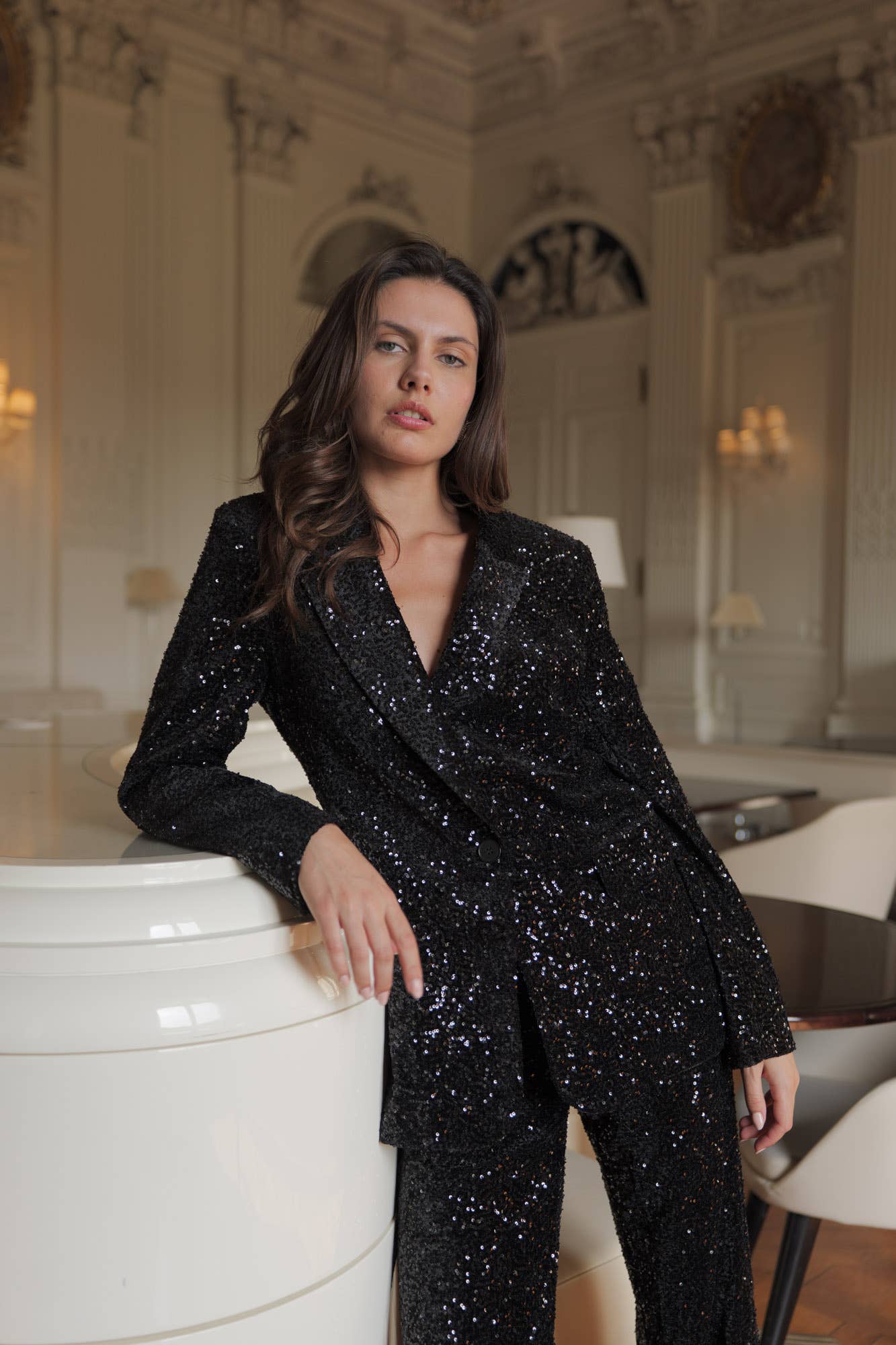 Attentif Paris - Wholesale Blazer - Women's - Straight-cut sequin blazer18