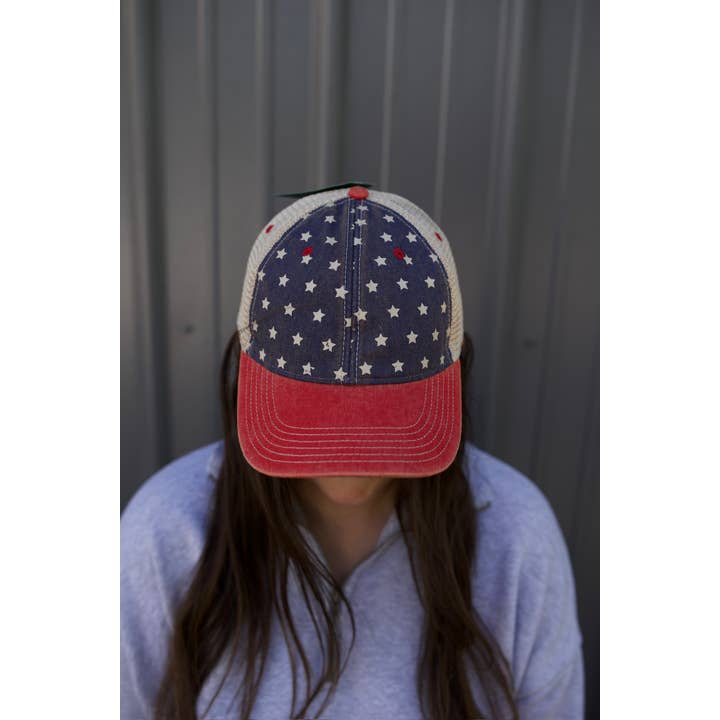 Flag Print USA Snapnack Hat - 4th of July Summer Western Hat for wholesale on Faire