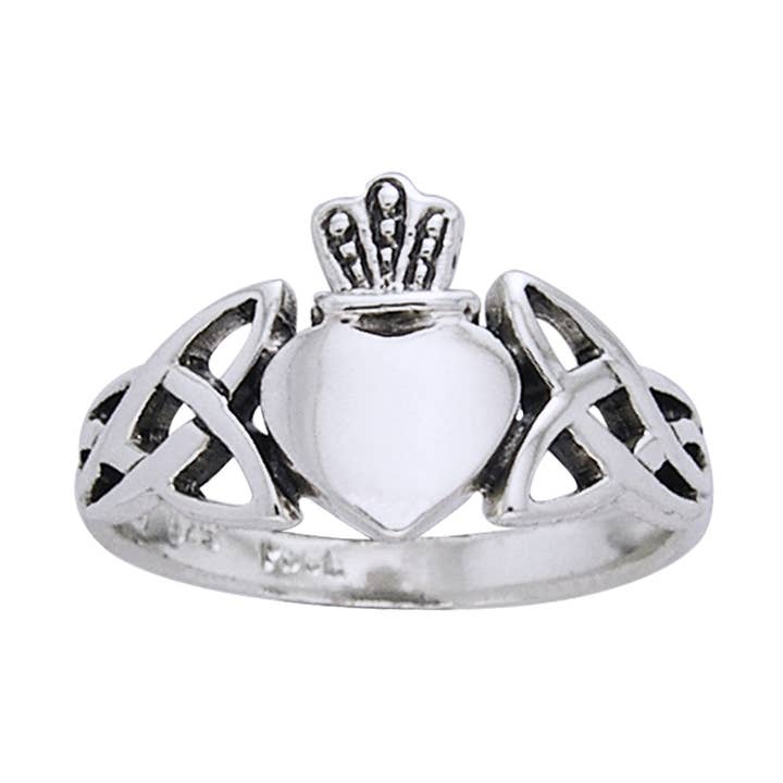 Silver Insanity - Vente Bague de cocktail/de cérémonie - Bague classique irlandaise en argent sterling à nœuds celtiques Claddagh0