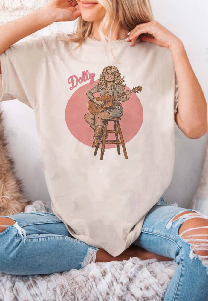 Top Avenue – wholesale Grafisk T-shirt - Unisex – Dolly-inspirerad country unisex t-shirt med rund hals2