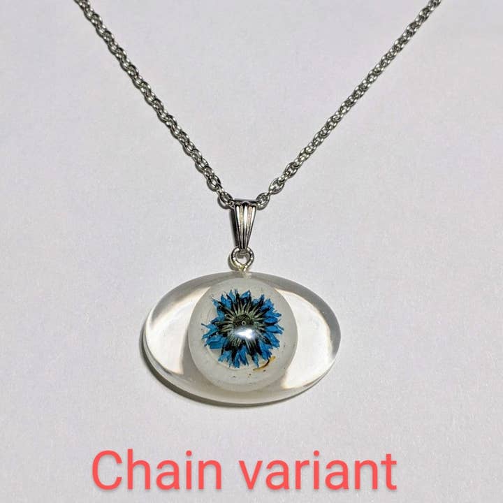 Delicate Armor: Handmade real flower evil eye pendant necklace for wholesale by Nature's Lure