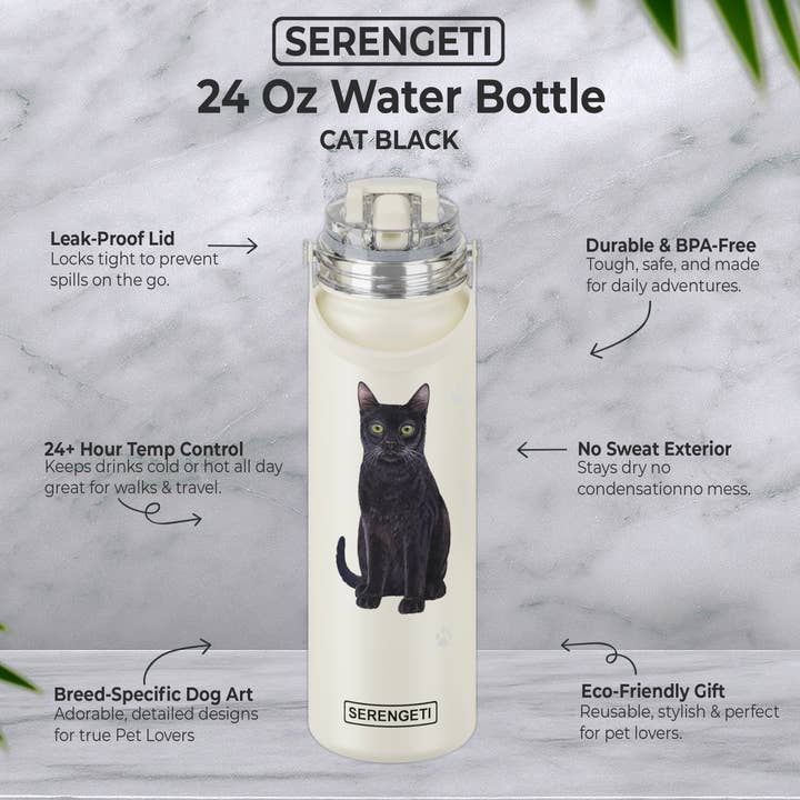 E&S Pets - Venta al por mayor Botellas de agua - Black Cat, botella de agua de acero inoxidable, 24 onzas, a prueba de fugas6