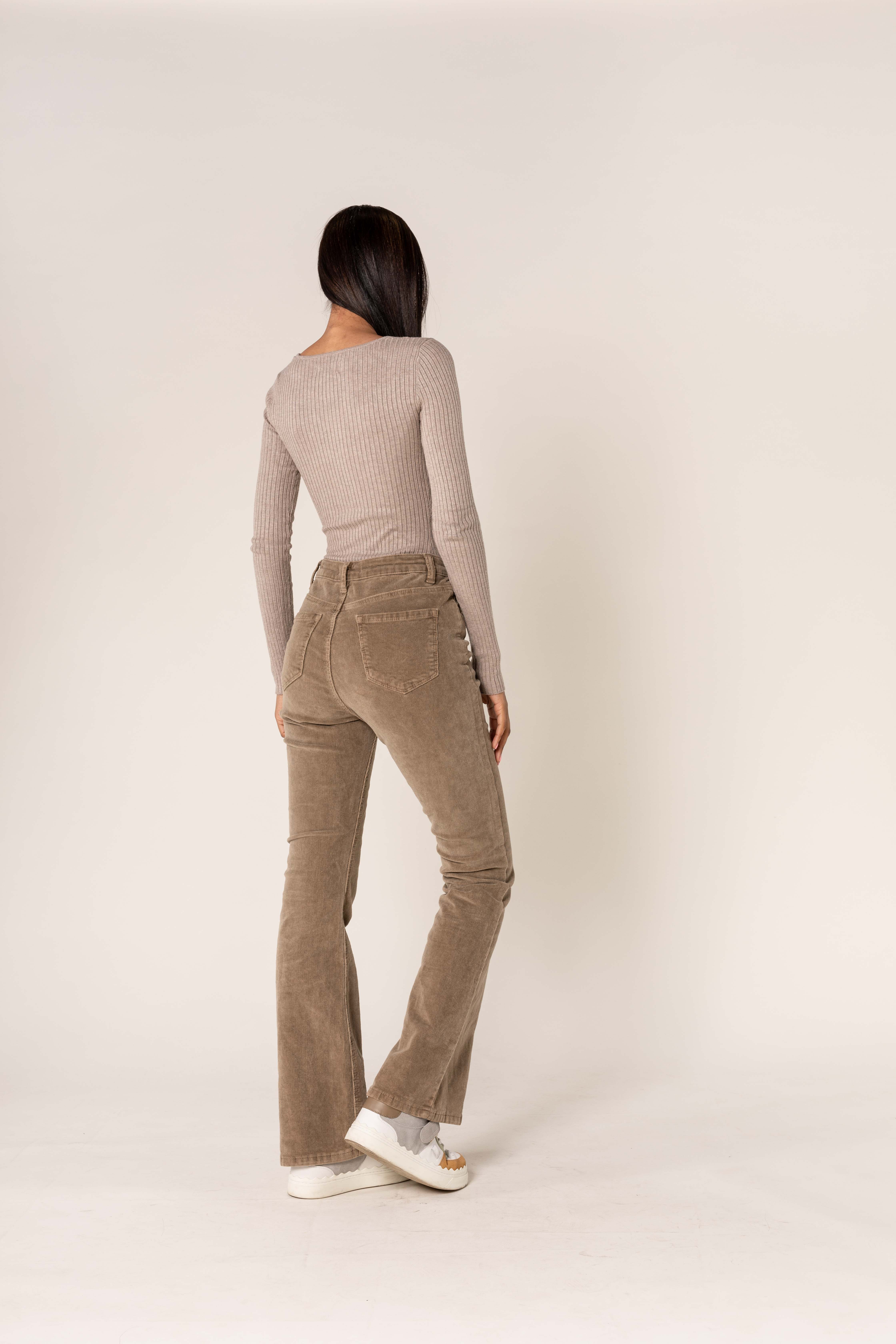 Nina Carter - Wholesale Pants - Women's - Bootcut High Waist Corduroy Back to School J2217
