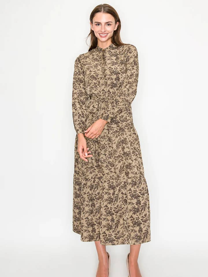 Brown Floral Dress for wholesale by Yal New York
