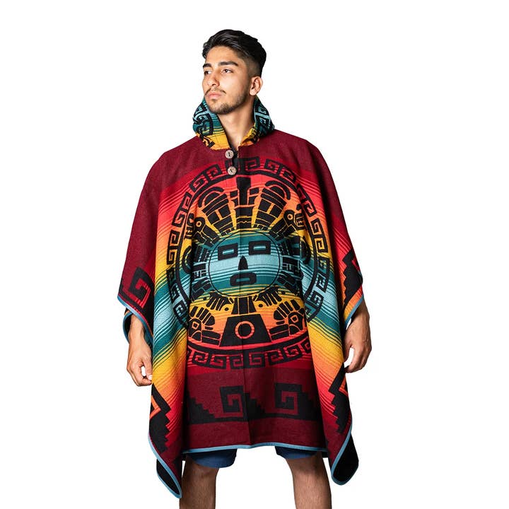 Poncho unisexe fait main en alpaga Inca Aztec Soleil Équateur pour la vente par EcuadorStores