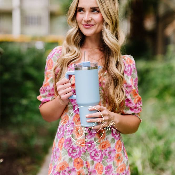 The Classy Cloth WS - Wholesale Insulated mug/tumbler - Quencher Tumbler 40 oz - Light Blue RTS6