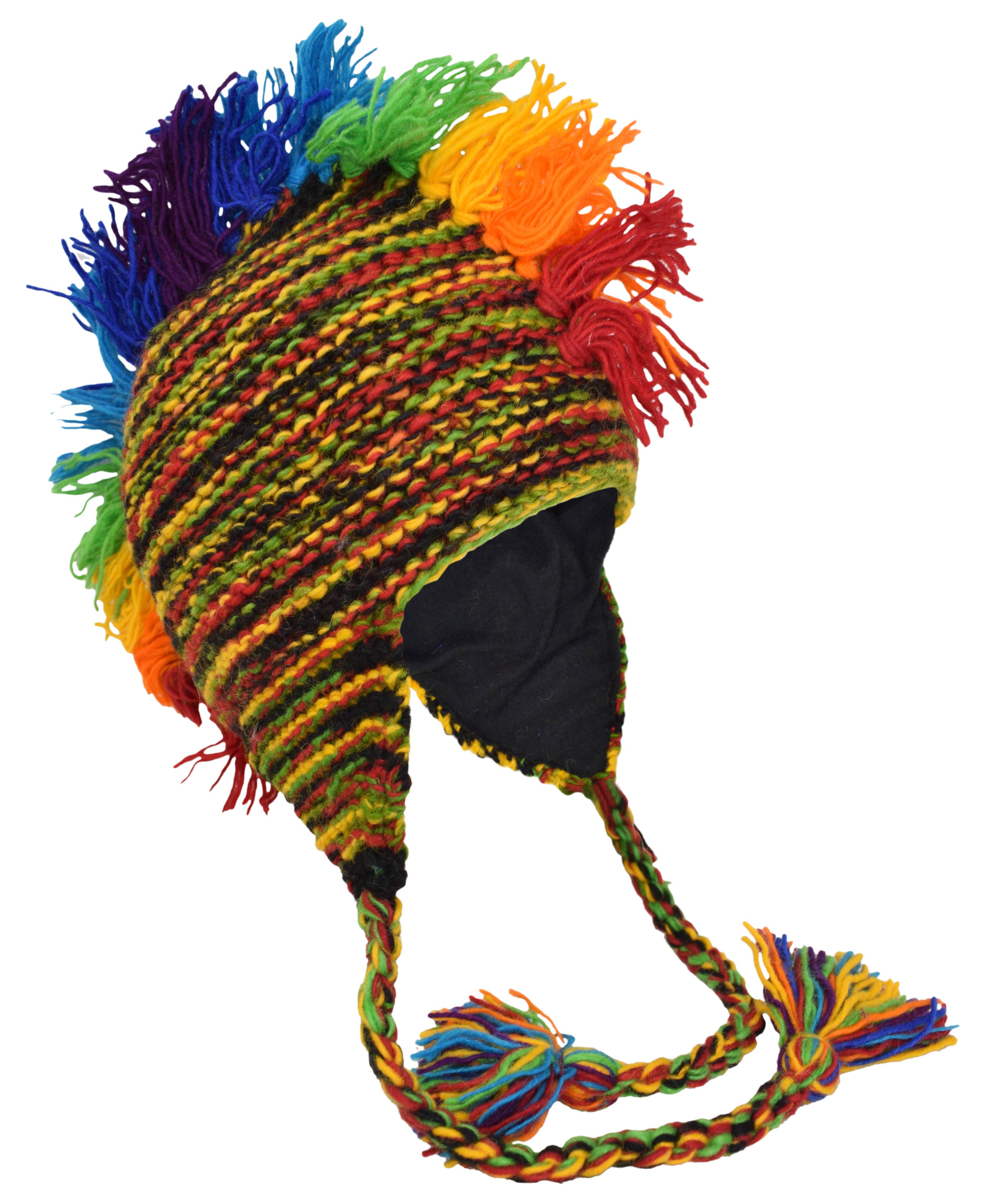 Gheri – wholesale Beanie – Unisex – Wool Mohawk Hat Rast Rainbow Fleece Lined