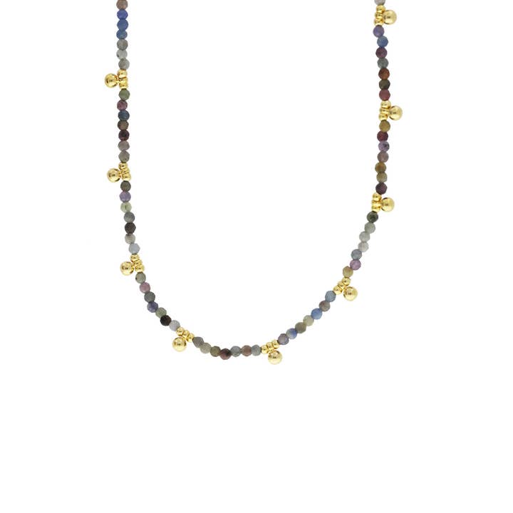 gold plated semi precious stone choker for wholesale by Marlyn Schiff