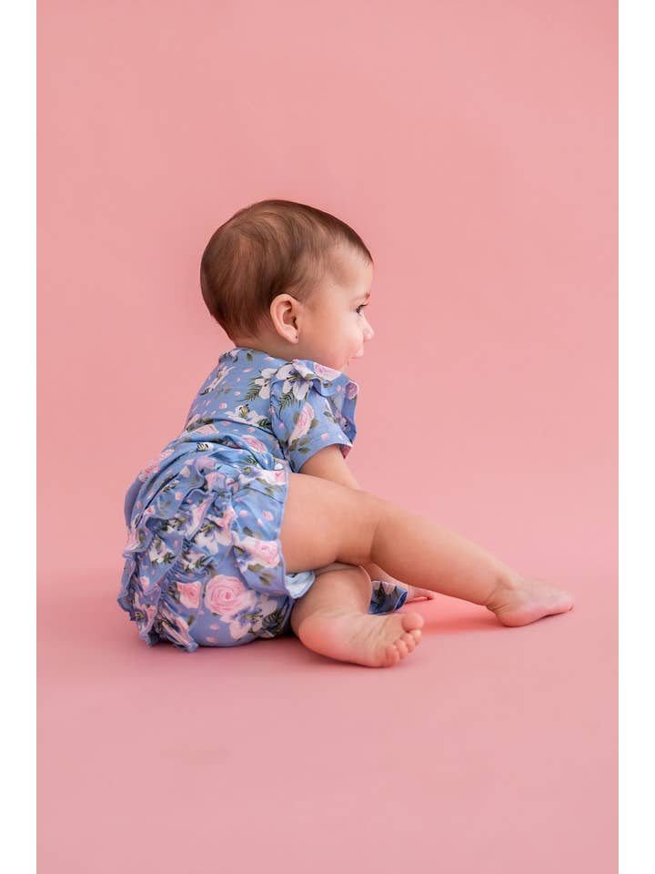 Laree + Co. - Vente Couvre-couches/protection pour sous-vêtements – bébé - Bummies à volants en bambou floral Lillian2
