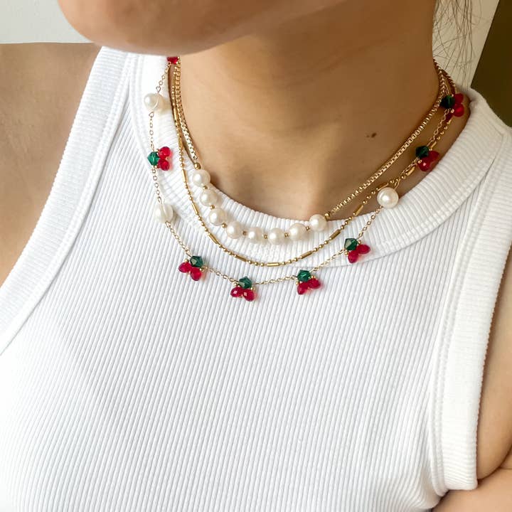 Kirsebær guld kæde halskæde for engroshandel hos ADORE