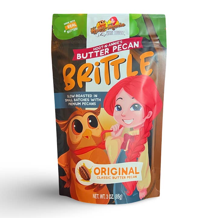 Butter Pecan Brittle | Original Flavor | 3 oz. for wholesale by Hoot-n-Annie Pecan Company