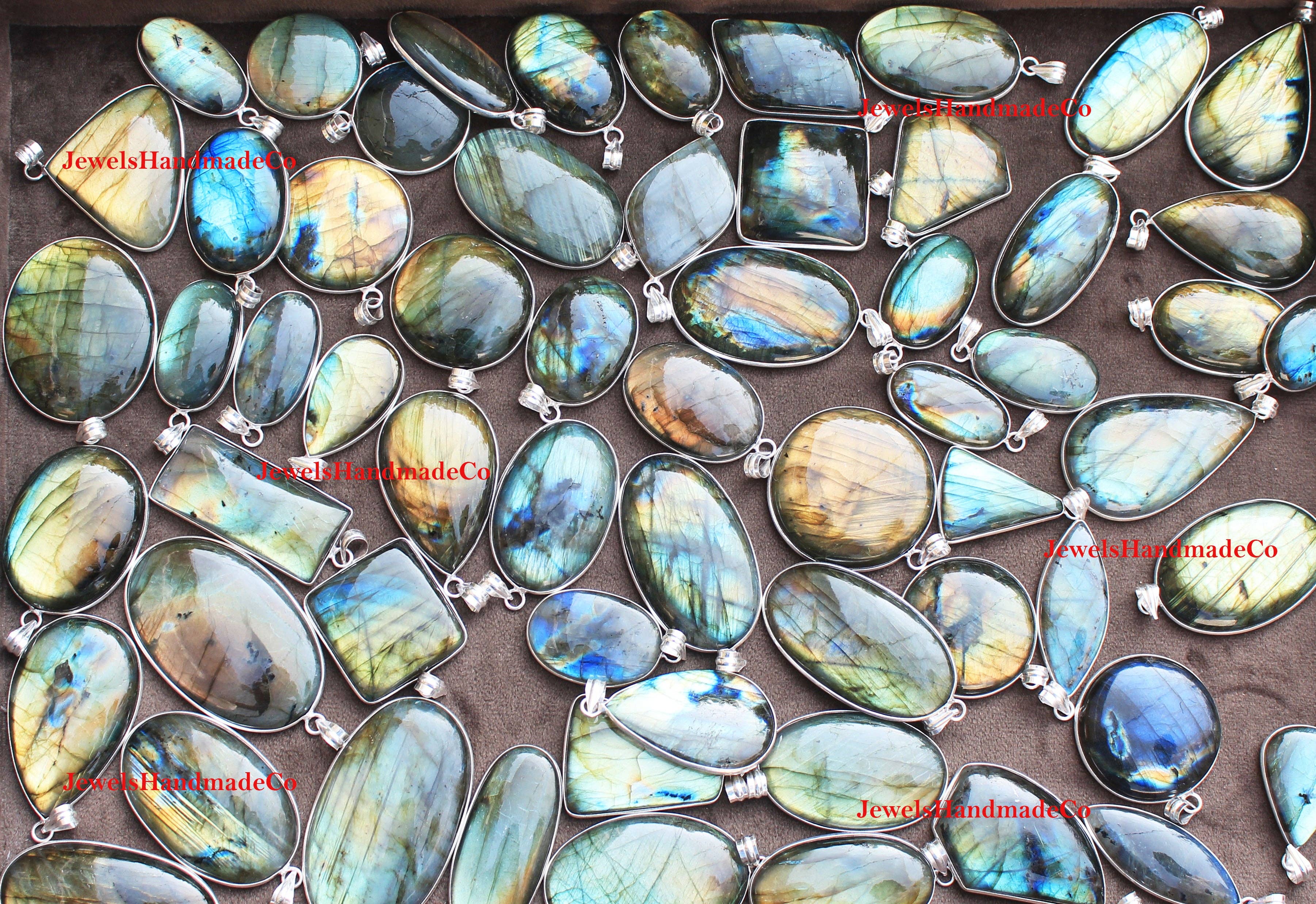 Handmade Jewels - Wholesale Individual Charm/Pendant - Labradorite Minimalist Pendants -  Handmade, Silver-Plated Brass, Wholesale4