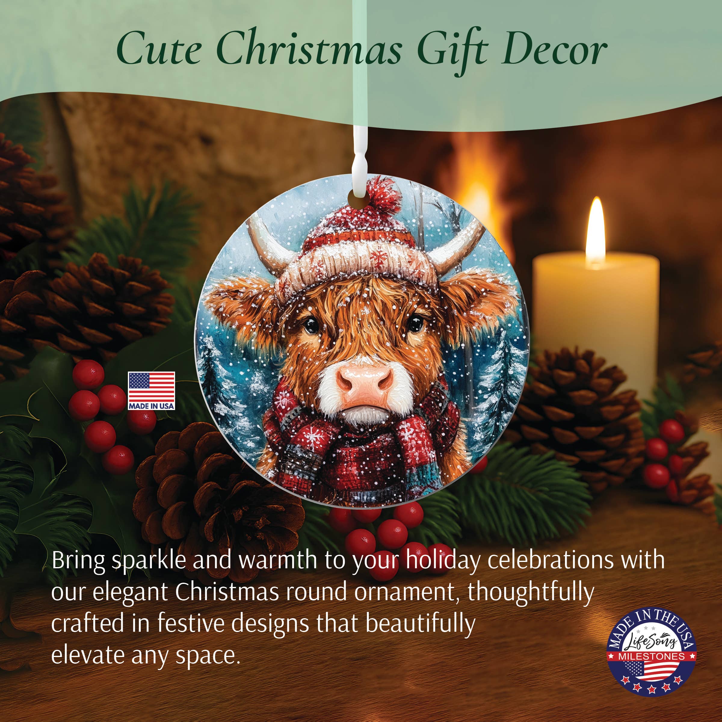 LifeSong Milestones - Wholesale Ornament - Highland Cow Christmas 2025 Ornament | Holiday Home Decor4