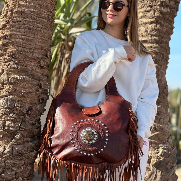 Berberwoolrug – wholesale Shoulder bag – women's – Handmade Soft Leather Gypsy Bag | Bohemian Fringe purse 7