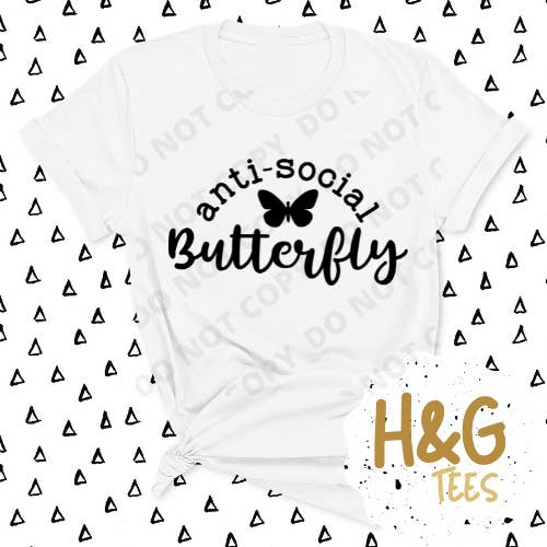 Anti-Social Butterfly T-shirt for wholesale by Honey and Gloss