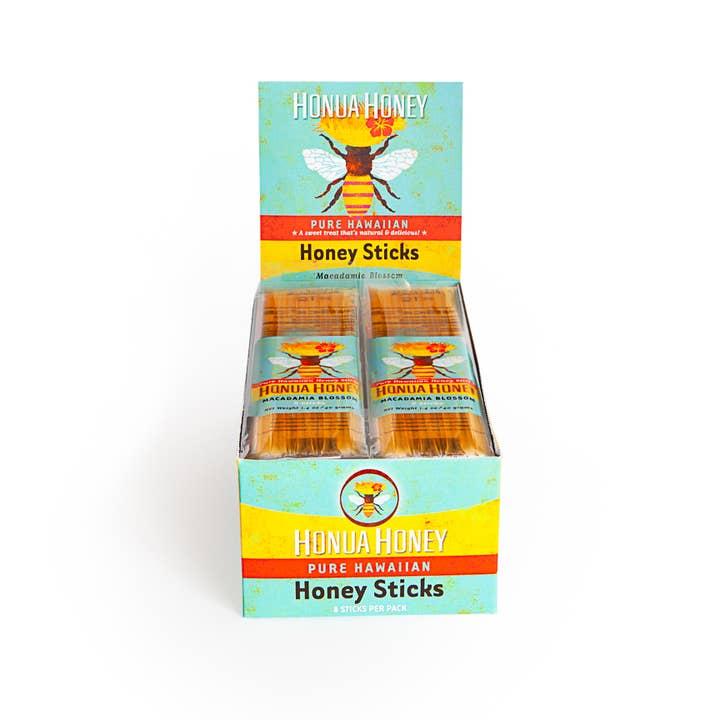 Big Island Bees - Wholesale Snack Pack - Kids & Baby - Resealable eight-pack honey sticks with Macadamia Nut honey.1
