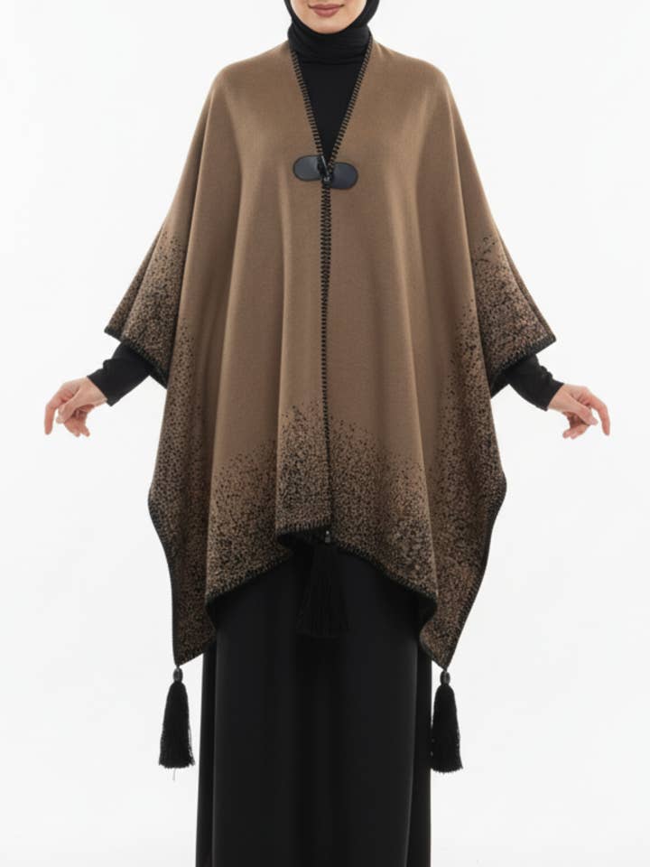Ombre Knit Tassel Cape for wholesale by Akoya Hijabs