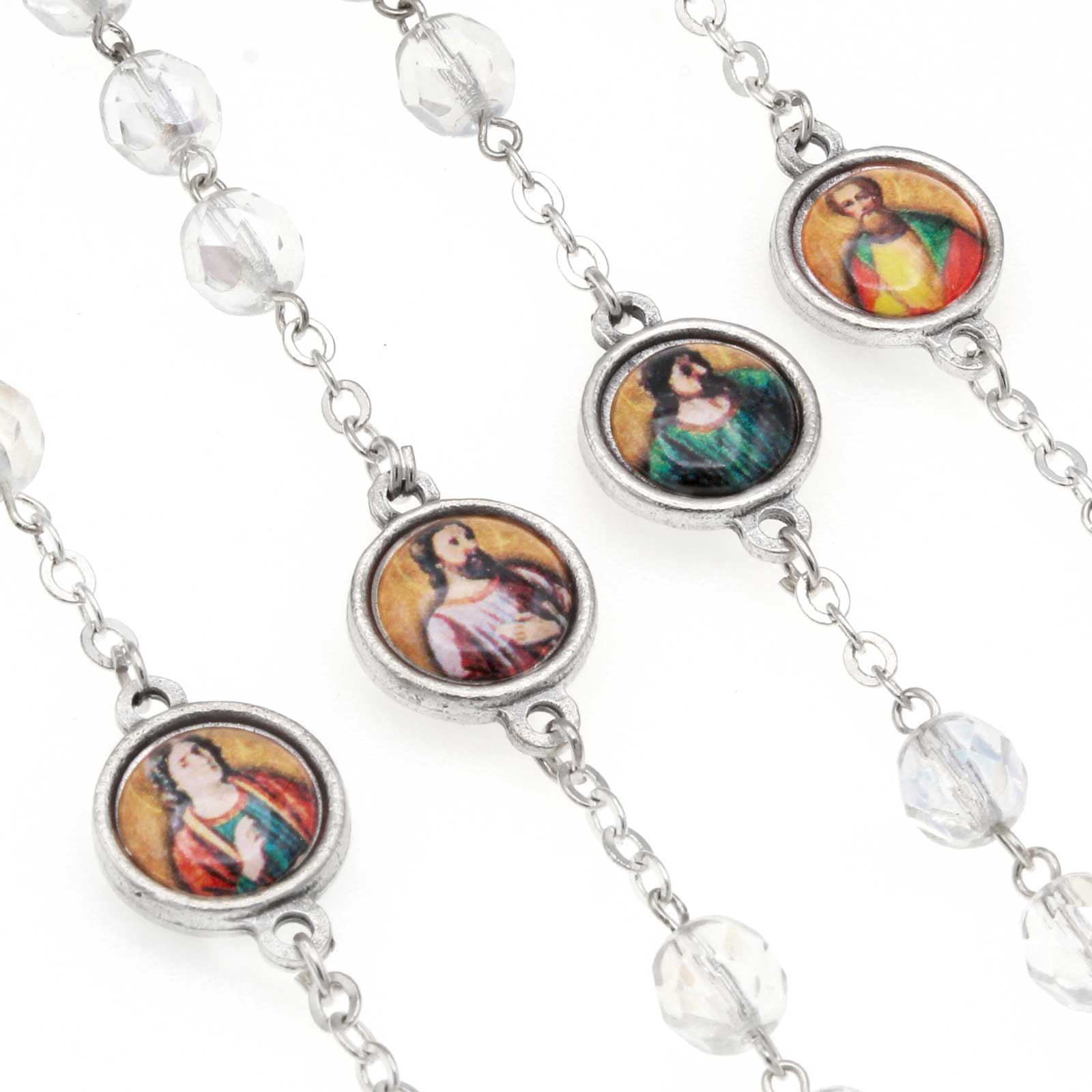 RM Trading - Wholesale Prayer Beads Necklace - Apostles Rosary Clear Crystal Beads and Booklet7