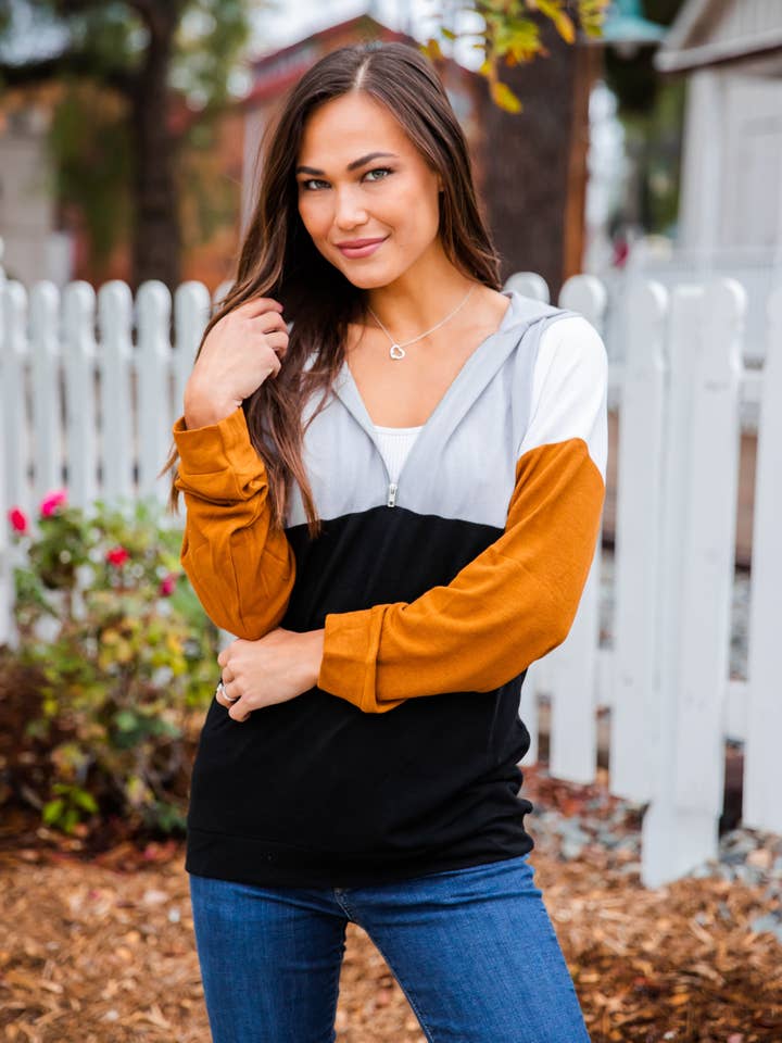 Tickled Teal - Wholesale Hoodie - Women's - Gabbi Colorblock Hoodie5