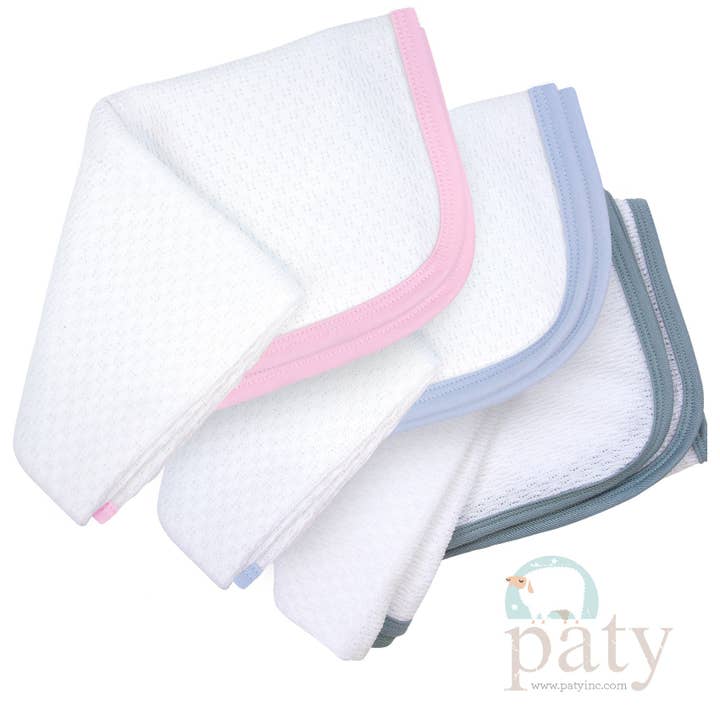 Paty Knit Receiving/Swaddle Blanket, Pima Trim for wholesale by Paty