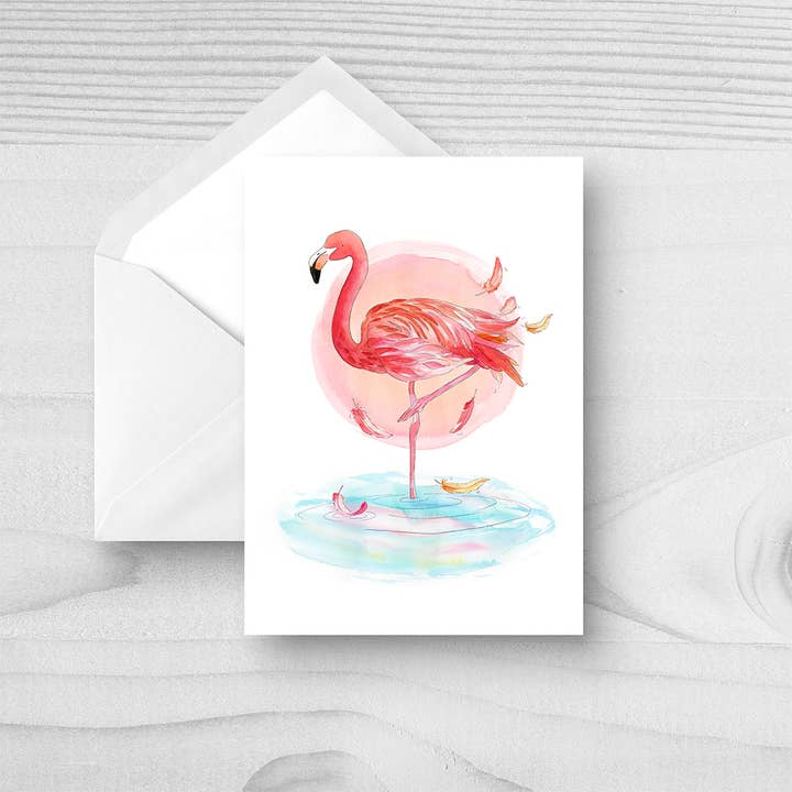 Um cartão de felicitações Flamingo chamado Margo por atacado de Lizzie Martell Illustration