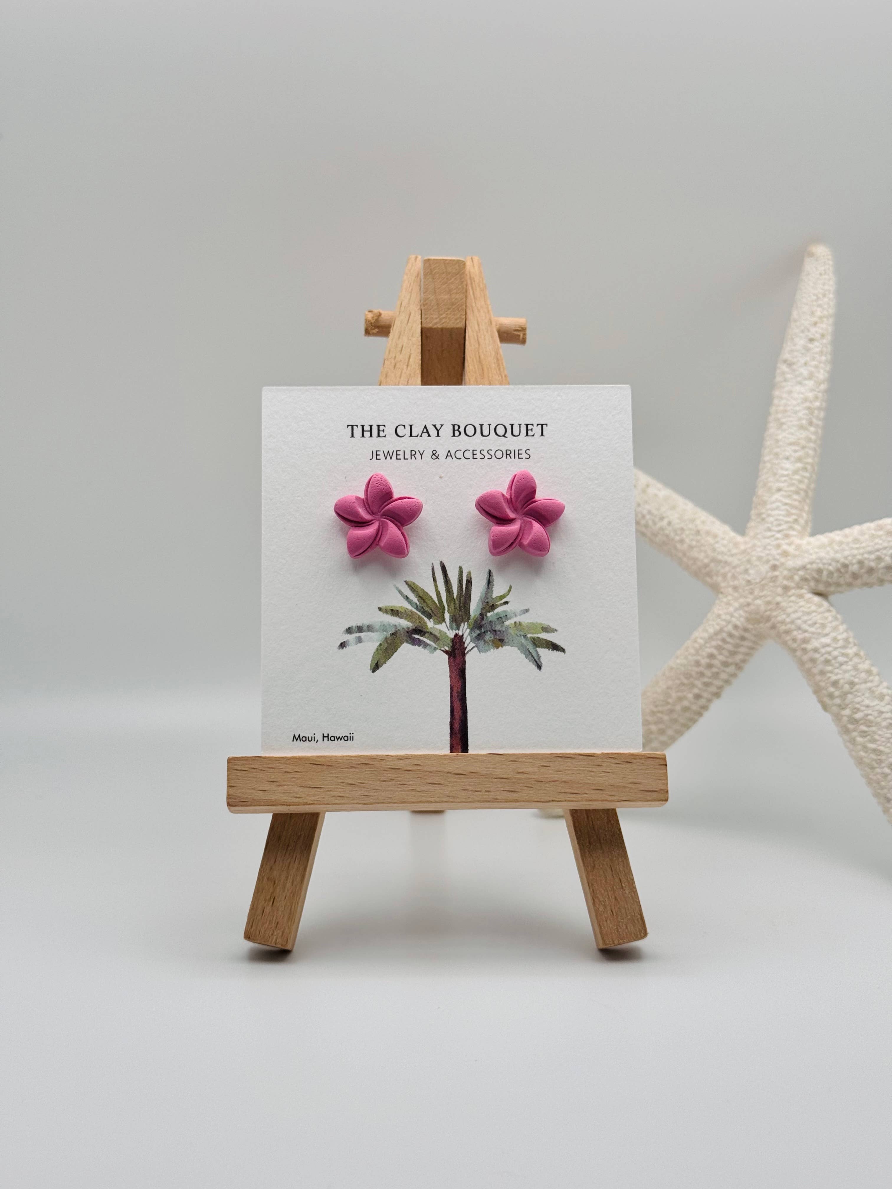 The Clay Bouquet - Wholesale Stud/Post Earrings - Plumeria studs