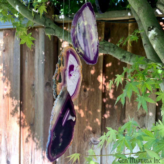 GemMartUSA - Wholesale Wind Chime - Wind Chime in Natural Purple Agate for Outside, Home Decor6