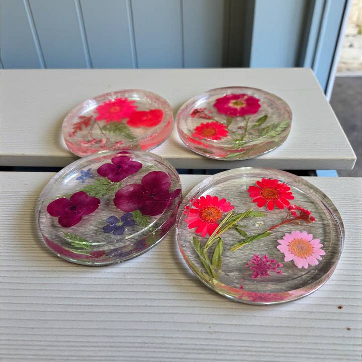 Ciao Bella Jewelry Inc – wholesale Underlägg – Pressade blomunderlägg med riktiga blommor, set om fyra4