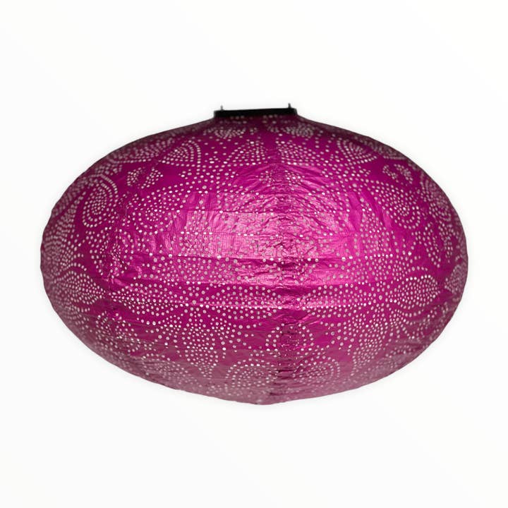 Delicious Designs Ltd - Wholesale Lantern - Solar Lantern - Pink Dot Oval 40cm3