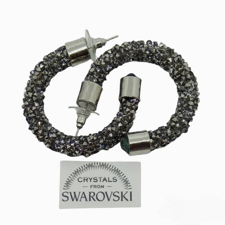 HTB – Großhandel Hoops – Große Damen-Creolen 4 cm Swarovski-Kristalle