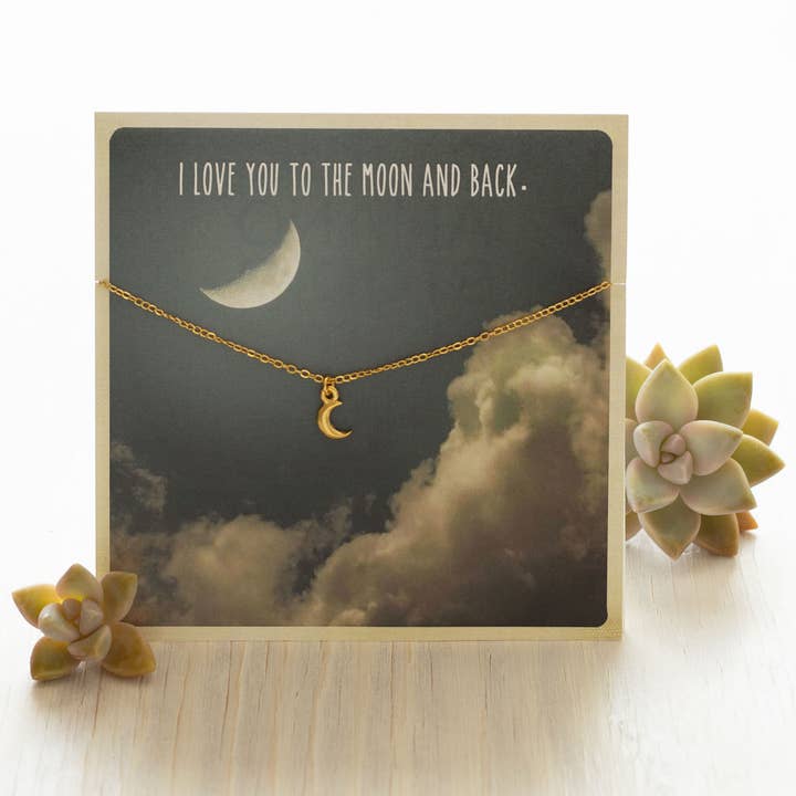 Carded Gift Necklace - Moon for wholesale by Amano Studio