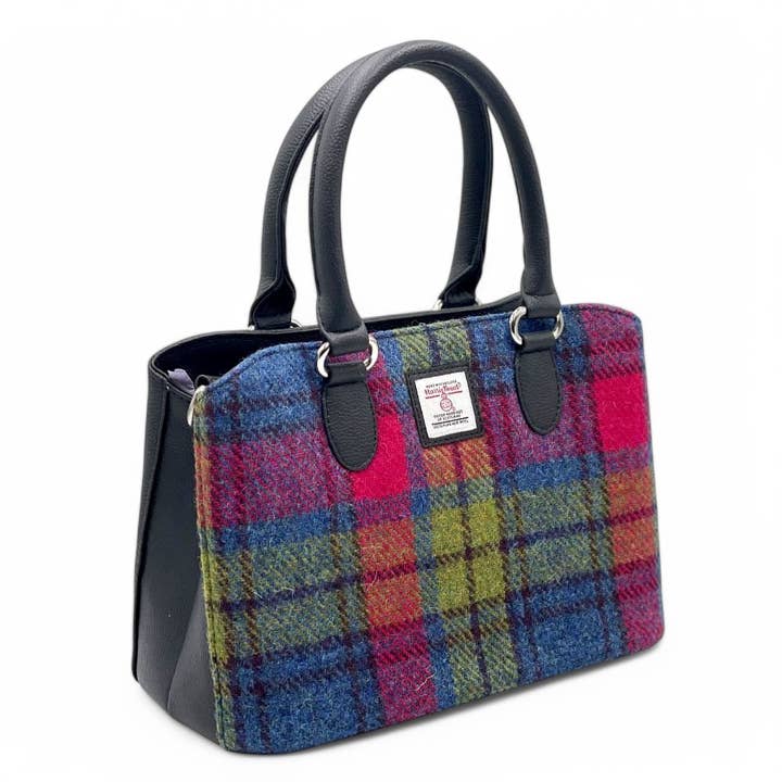 maccessori - Wholesale Top Handle Bag - Women's - Harris Tweed Top Handle Bag Blue Pink Check