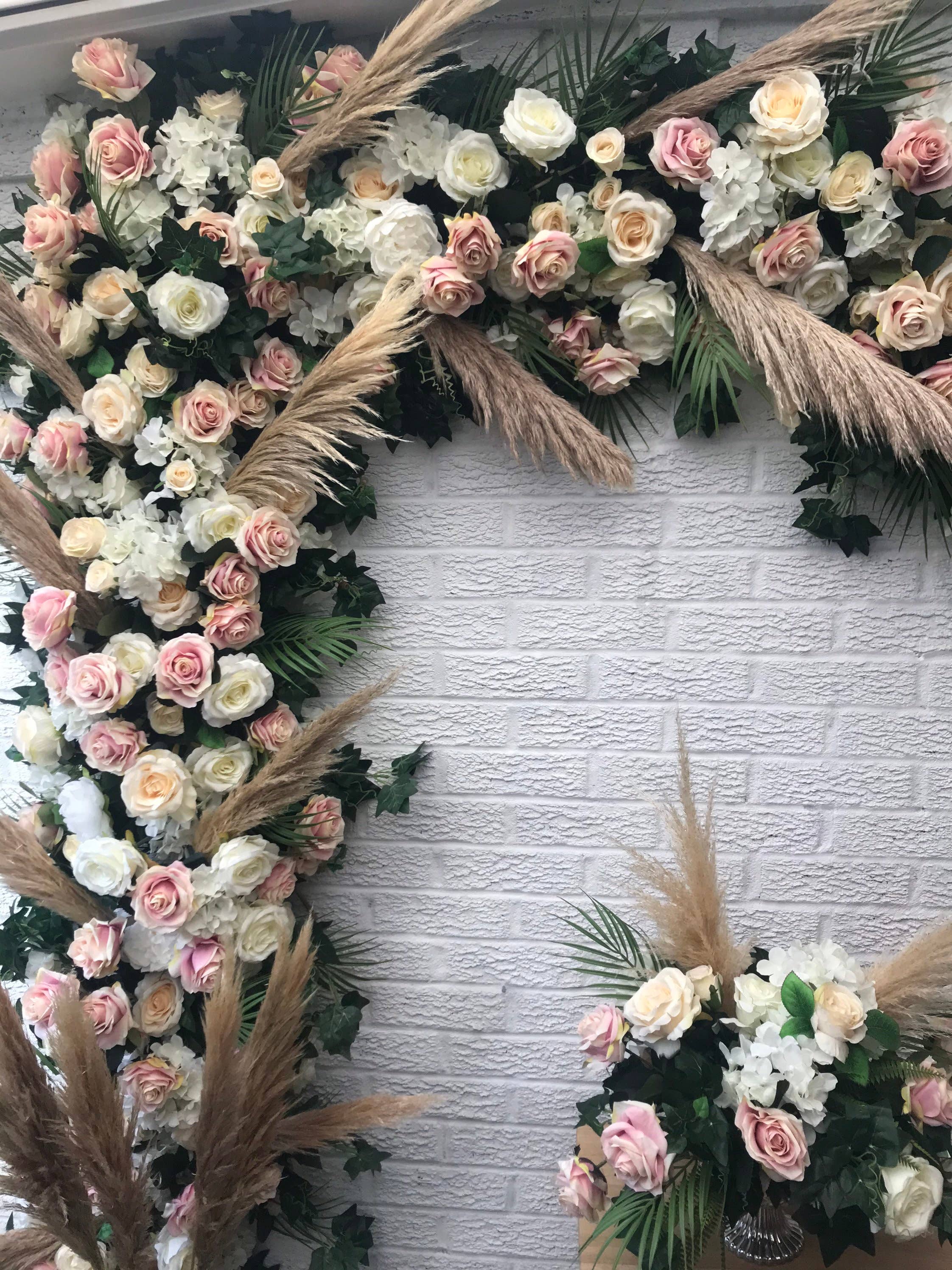 IVY CRUZ – Arco de bandeirinhas por atacado – Pampas Garland, Grinalda de Flores de Pampas, Flor de Casamento7
