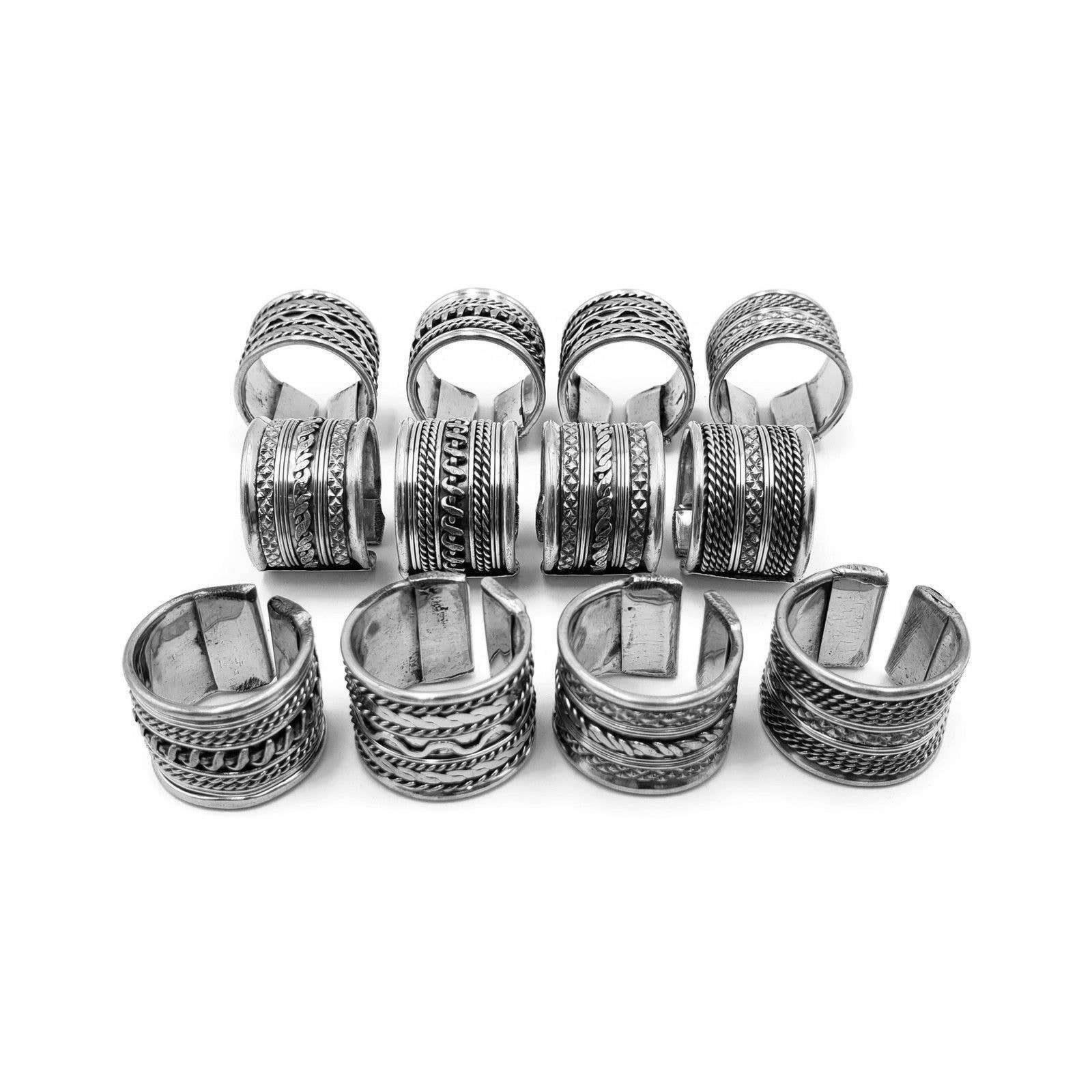 Treasure Jewelry - Wholesale Jewelry Set - Two Tone Boho Brass Rings Set of 123