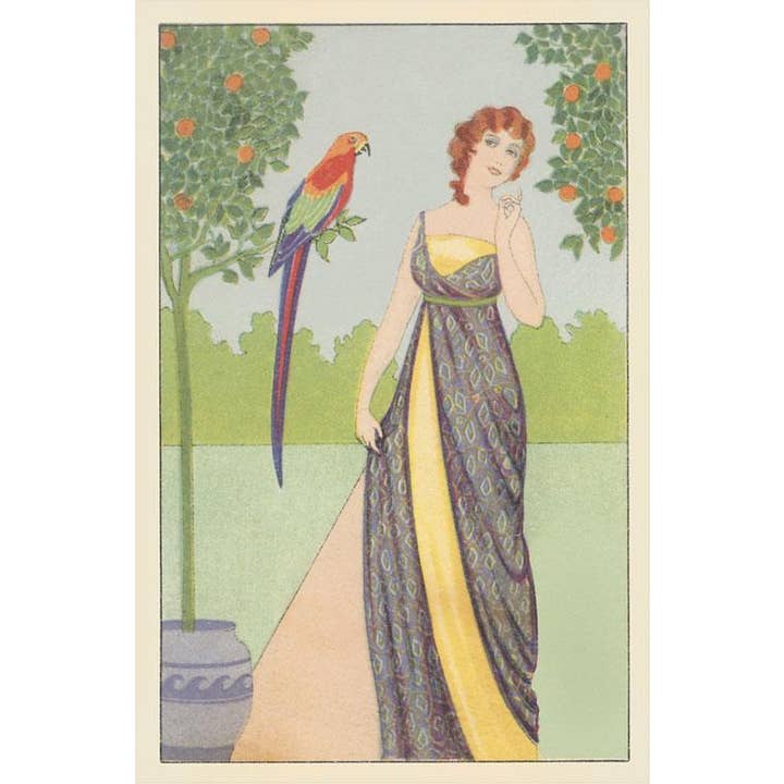 Found Image Press - Wholesale Sticker - Sticker BD-523 Woman with Macaw
