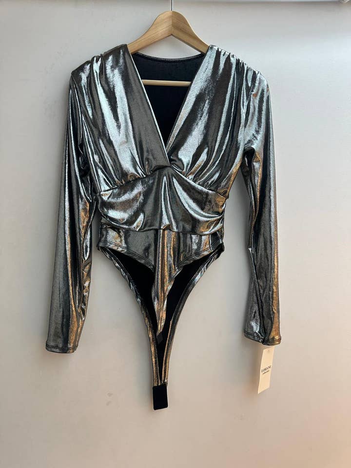 LORIANE – wholesale Bodysuit - Dam – 6356B glansigt metalliskt bodysuit i one size5