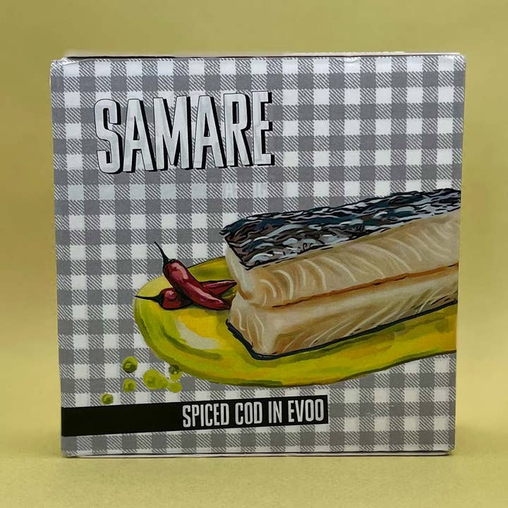 Morue épicée au Samare à l'huile d'olive extra vierge pour la vente par Lata
