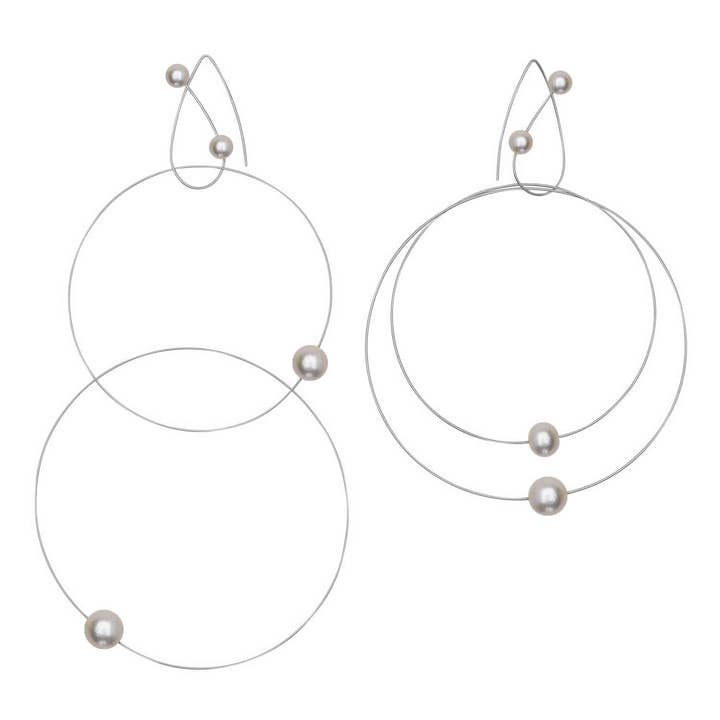 'Morph It!' Hoop Earrings with Round Freshwater Pearls for wholesale by Melissa McArthur - Jewellery Made in London