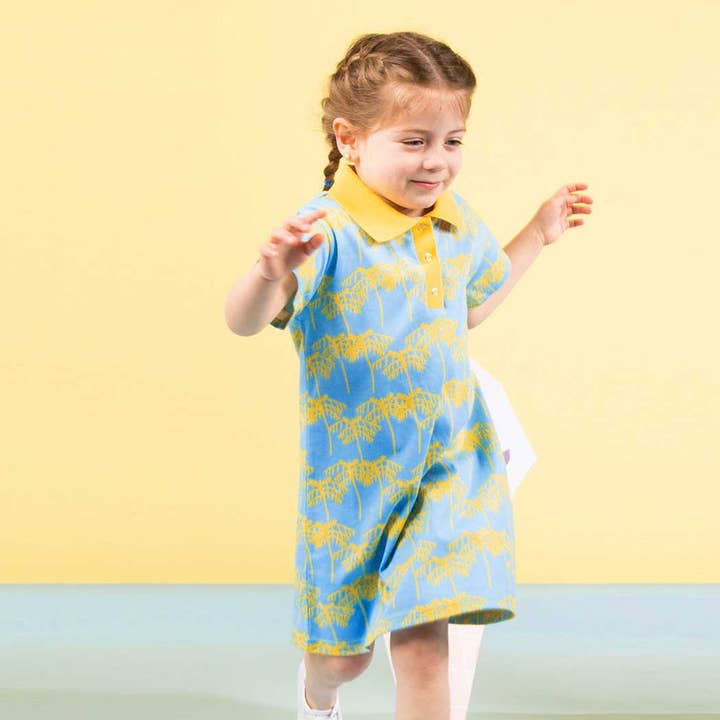 Vestido de camiseta para meninas | Estampa de palmeira por atacado de little pegs