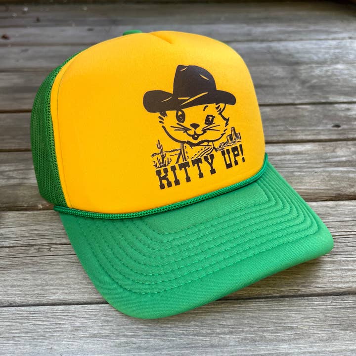 The Coin Laundry - Wholesale Trucker Hat - Women's - Kitty Up Trucker Hat - Cowgirl Cat Mesh Back Baseball Hat